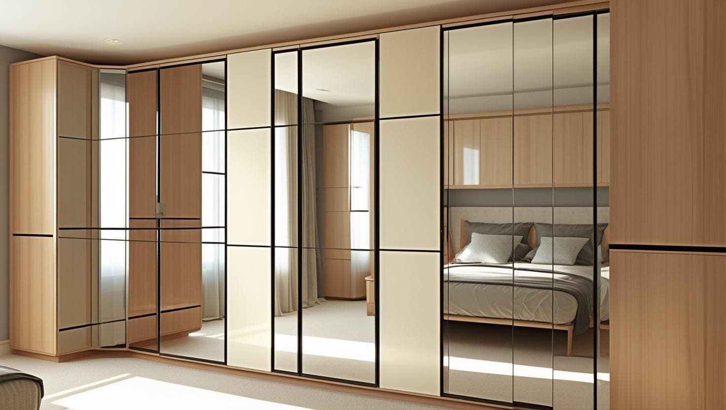 Modern minimalist wardrobe with sliding doors