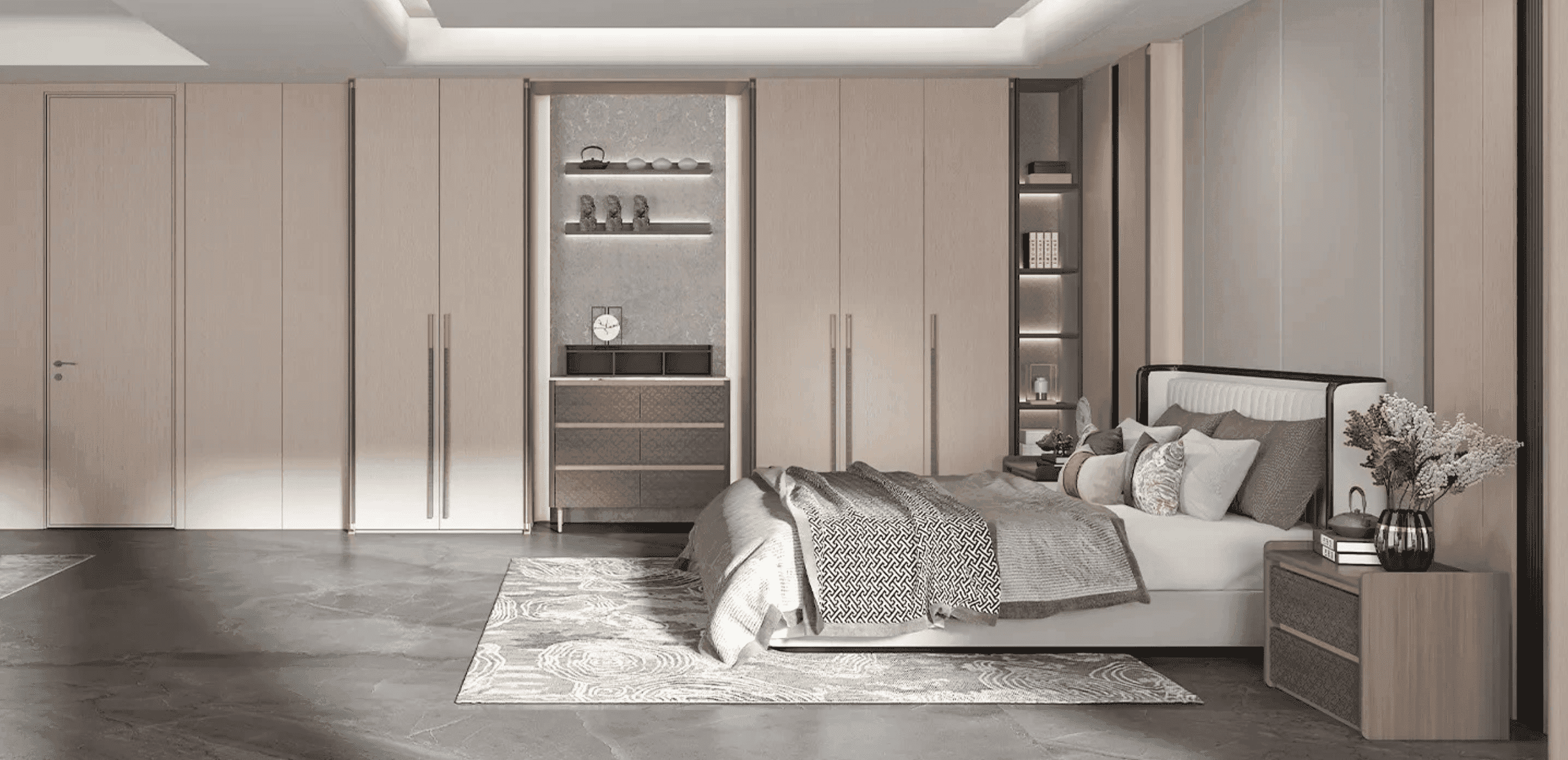 Contemporary wardrobe with glass panels